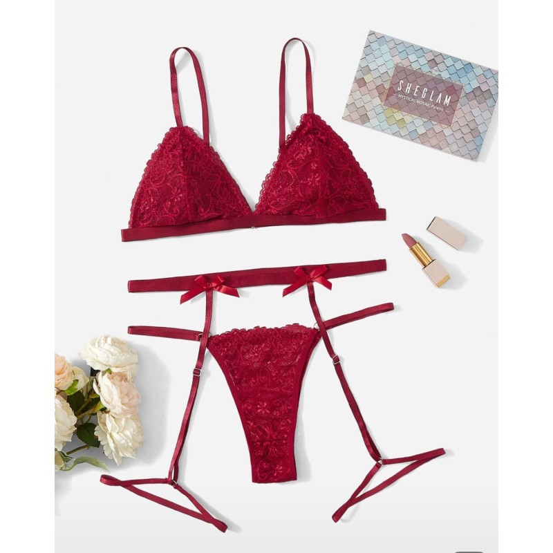 Ensemble Lingerie en dentelle très sexy pour la Saint Valentin Taille S, XL, XXL Rouge